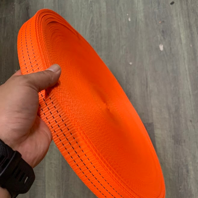 Dây đai dệt Polyester 3.8cm - màu cam Dây đai dệt Polyester cường lực 3.8cm - màu cam
